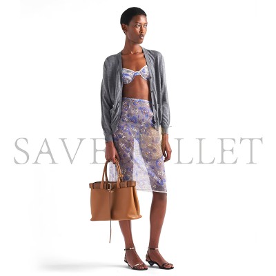 PRADA BUCKLE LARGE LEATHER HANDBAG WITH BELT 1BA416 (37.5*27.5*14cm)